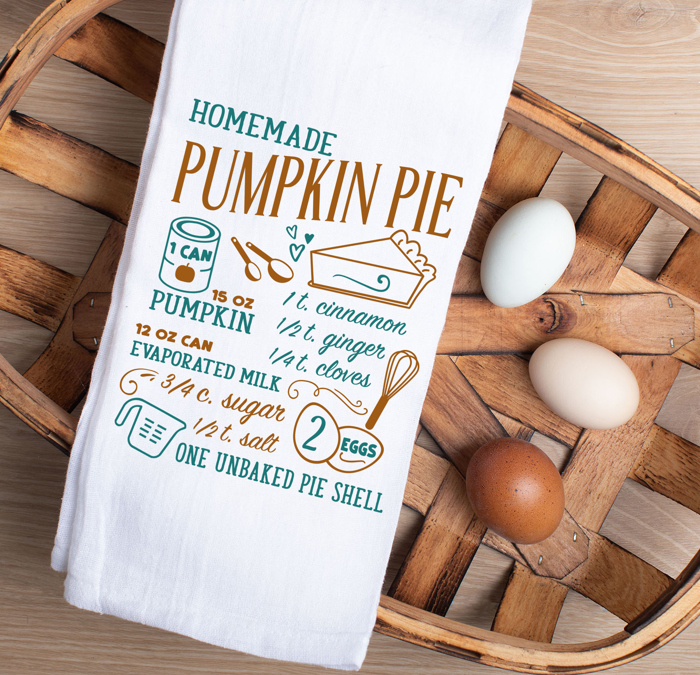 Pumpkin Pie Recipe Tea Towel