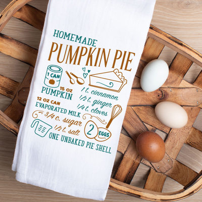 Pumpkin Pie Recipe Tea Towel