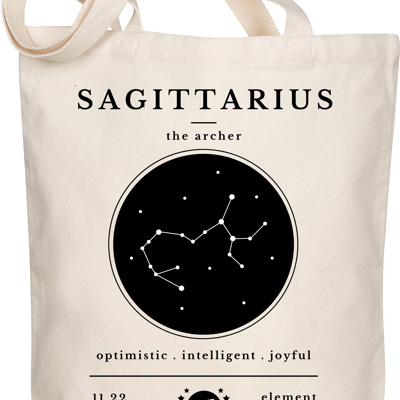 Sagittarius Zodiac Sign Organic Tote