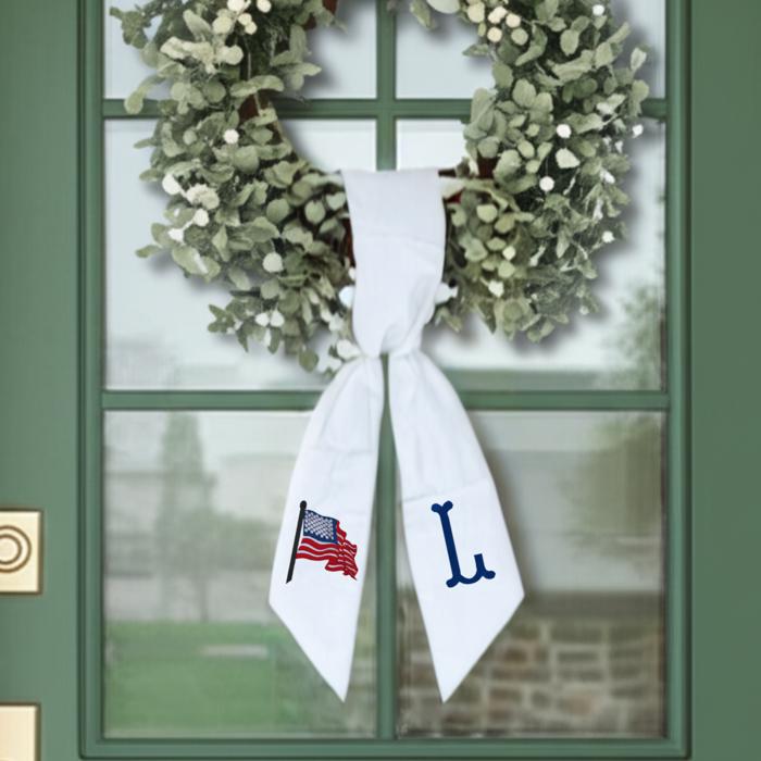 Personalized 4th of July Monogram Wreath Sash - Patriotic Door Decor- Personalized Monogram Wreath Sash- Front Door Decor- Custom Monogrammed Holiday Decor