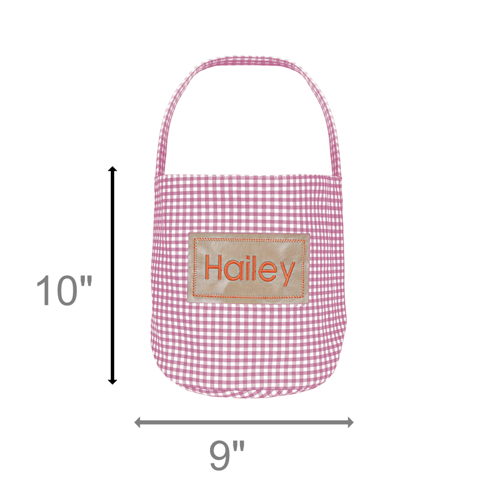 Personalized Halloween Easter  Candy Basket with Embroidered Name - Custom Gingham Halloween Basket- Trick or Treat Tote Bag