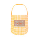 Orange Personalized Halloween Easter  Candy Basket with Embroidered Name - Custom Gingham Halloween Basket- Trick or Treat Tote Bag