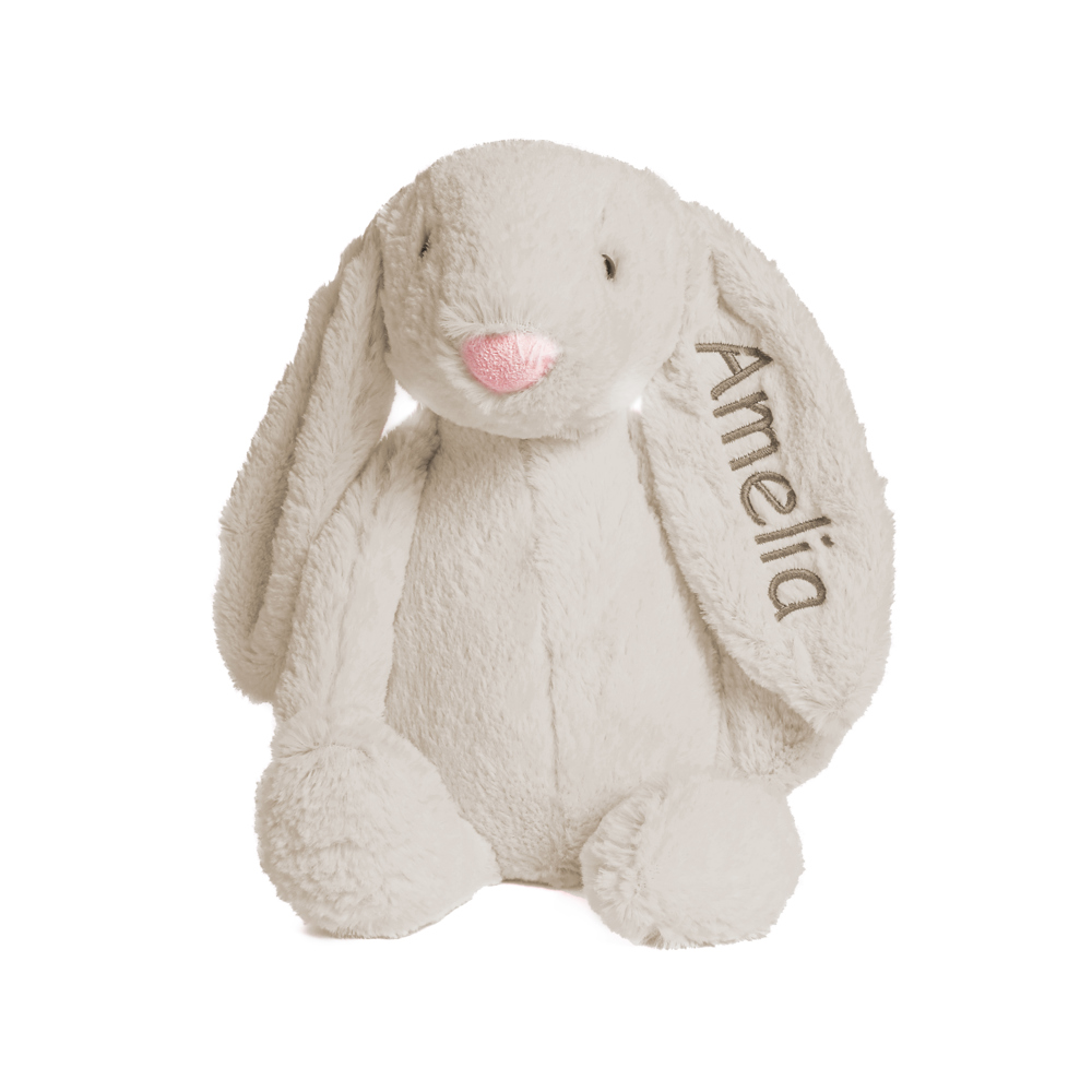 Personalized Super Soft Plush Bunny - 16 Inches Stuffed Animal Toy for Kids - Custom Gift with Embroidered Name on Ear for Easter