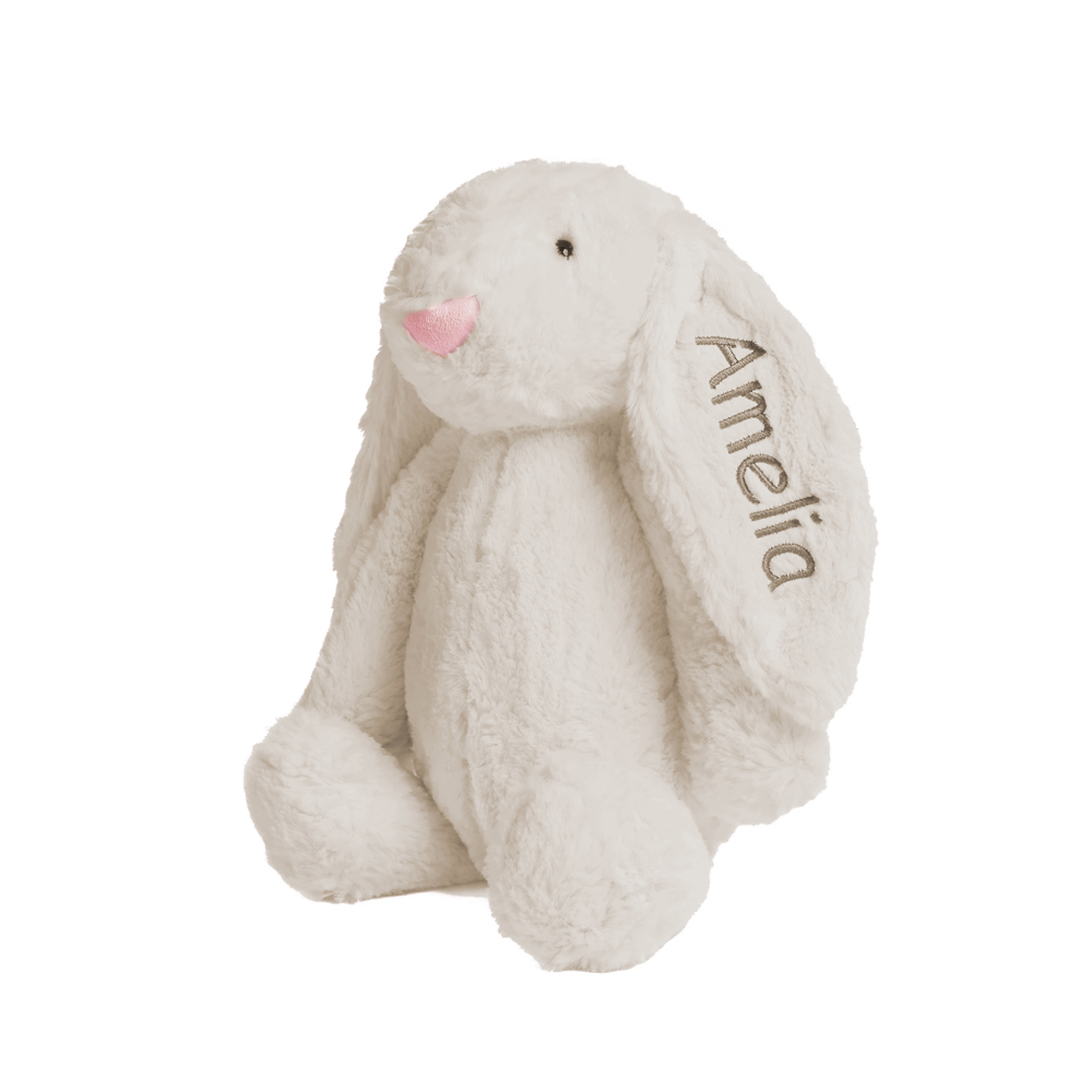 Personalized Super Soft Plush Bunny - 16 Inches Stuffed Animal Toy for Kids - Custom Gift with Embroidered Name on Ear for Easter