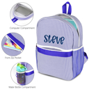 Blue Personalized Seersucker Backpack Cute Baby Bag Backpack –Back To Schoo Preschool Kindergarten Toddler Backpack for Boys and Girls 