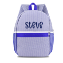 Blue Personalized Seersucker Backpack Cute Baby Bag Backpack –Back To Schoo Preschool Kindergarten Toddler Backpack for Boys and Girls 