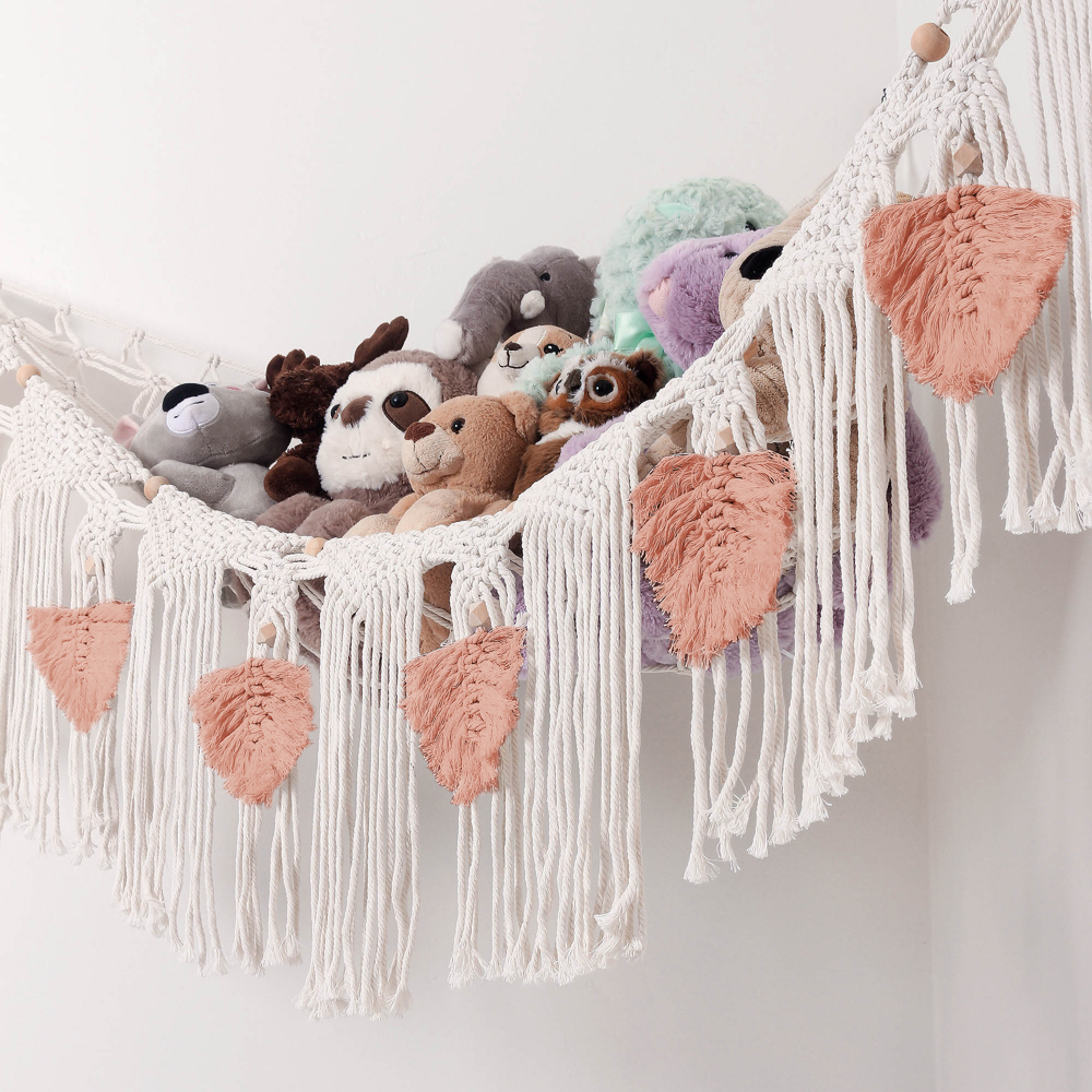 Stuffed Animal Hammock Storage-  Macrame Plush Net- Kids Room Storage- Boho Nursery Decor- Playroom Wall Hanging Hammock