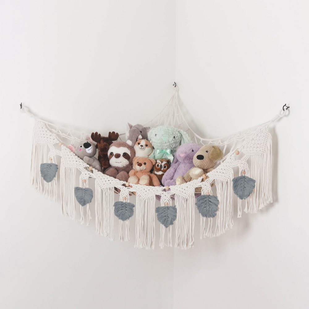 Stuffed Animal Hammock Storage-  Macrame Plush Net- Kids Room Storage- Boho Nursery Decor- Playroom Wall Hanging Hammock