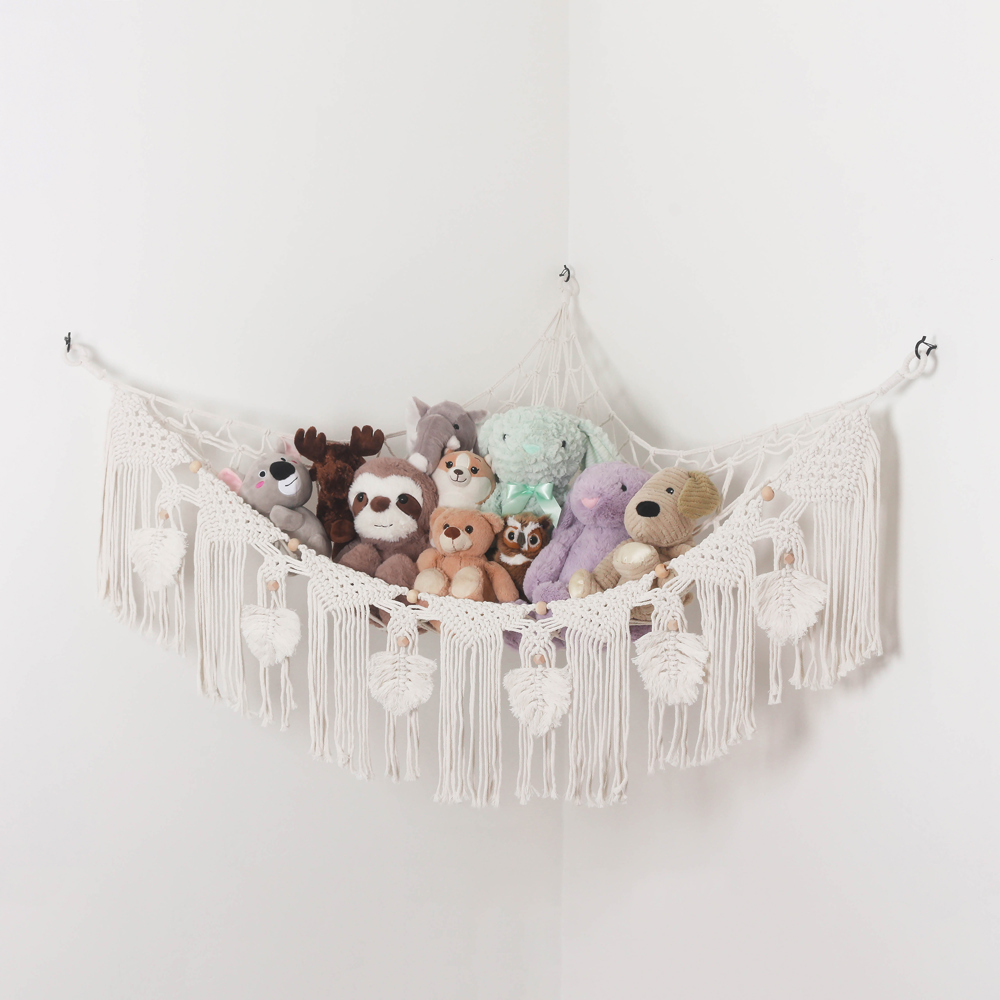 Stuffed Animal Hammock Storage-  Macrame Plush Net- Kids Room Storage- Boho Nursery Decor- Playroom Wall Hanging Hammock