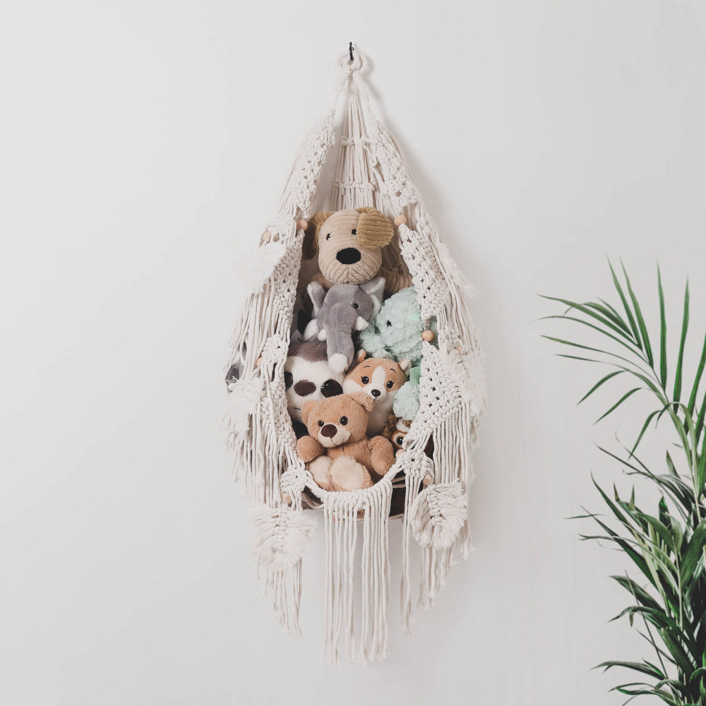 Stuffed Animal Hammock Storage-  Macrame Plush Net- Kids Room Storage- Boho Nursery Decor- Playroom Wall Hanging Hammock