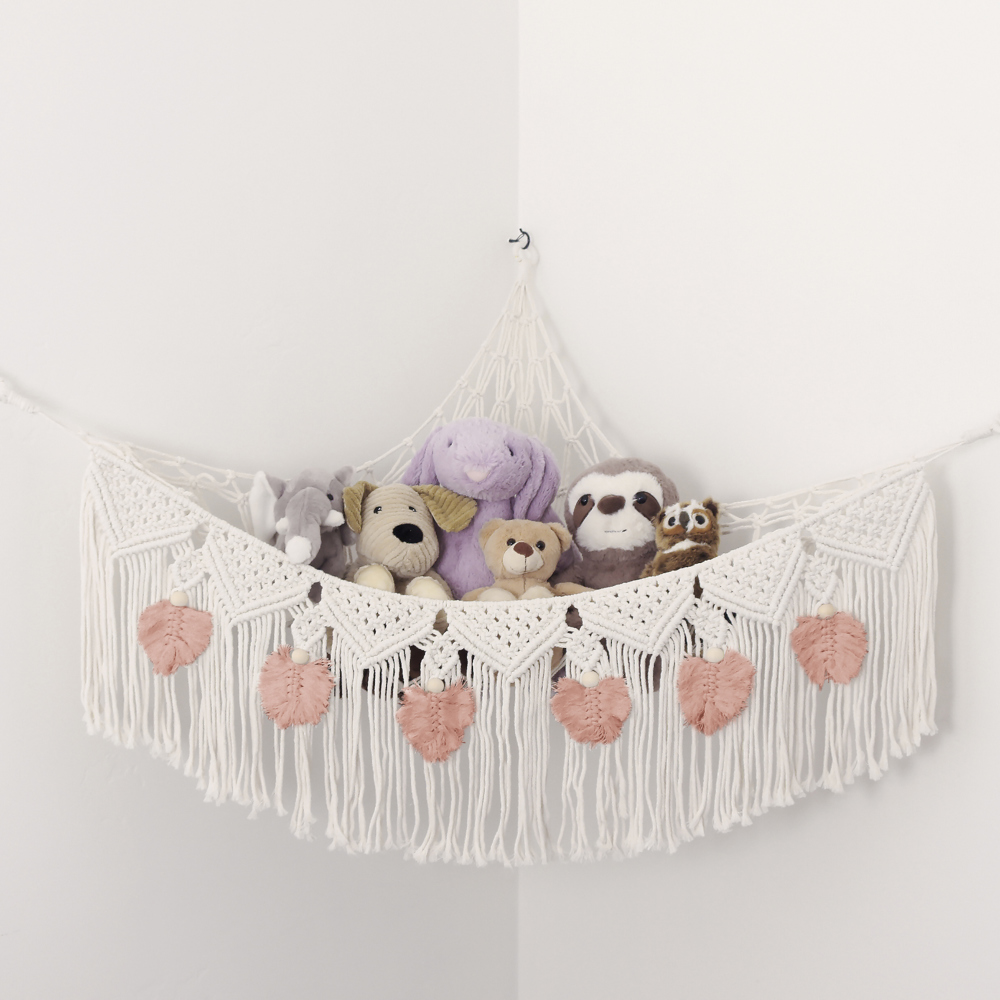 Stuffed Animal Hammock Storage-  Macrame Plush Net- Kids Room Storage- Boho Nursery Decor- Playroom Wall Hanging Hammock