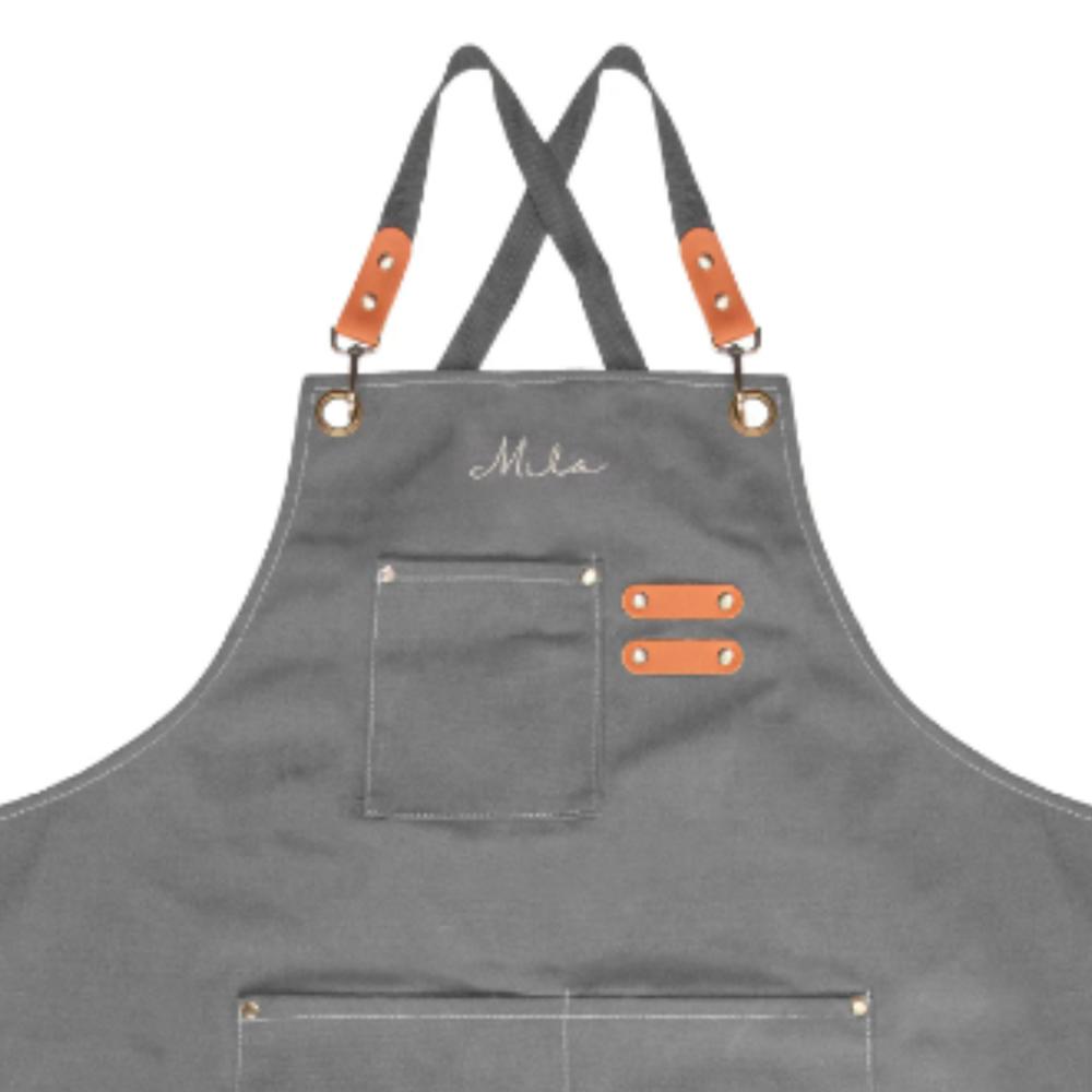 Personalized Canvas Apron, Custom Gift for Men, Dad, Father's Day- Bartender's Apron, Personalized Embroidered Apron For Him- Barbeque Apron