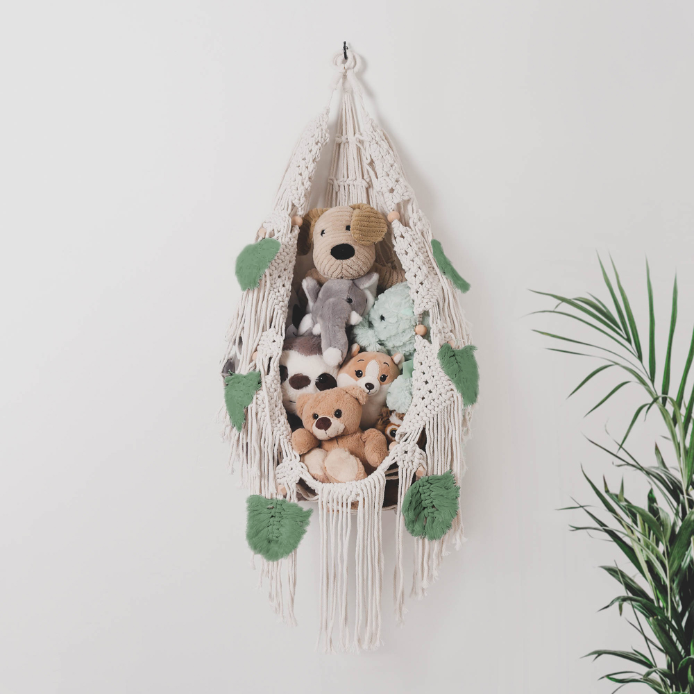 Stuffed Animal Hammock Storage-  Macrame Plush Net- Kids Room Storage- Boho Nursery Decor- Playroom Wall Hanging Hammock