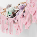 Large rose pink Stuffed Animal Hammock Storage-  Macrame Plush Net- Kids Room Storage- Boho Nursery Decor- Playroom Wall Hanging Hammock