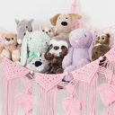 Large rose pink Stuffed Animal Hammock Storage-  Macrame Plush Net- Kids Room Storage- Boho Nursery Decor- Playroom Wall Hanging Hammock