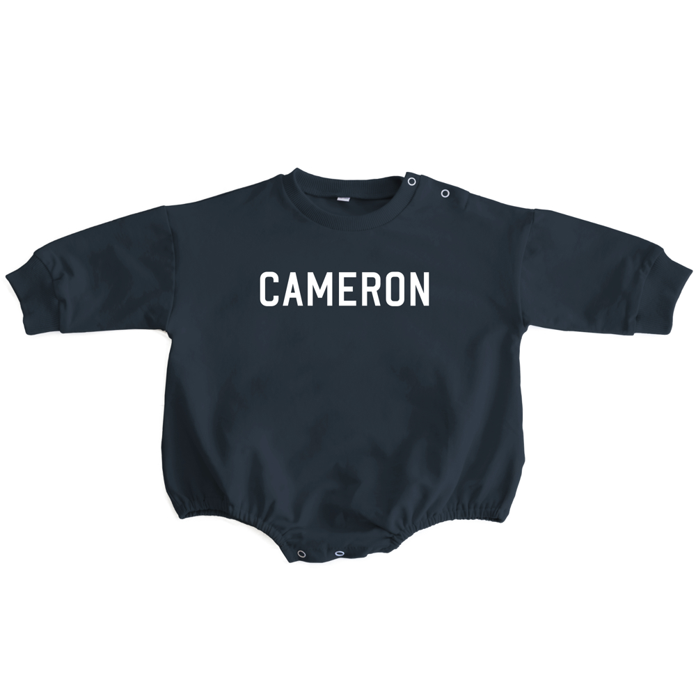 Personalized Romper Bodysuit for Baby Boy Girl - Long Sleeve Crewneck Oversized Baby Sweatshirt with Custom Name