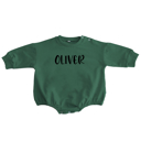 Green 0-3M Personalized Romper Bodysuit for Baby Boy Girl - Long Sleeve Crewneck Oversized Baby Sweatshirt with Custom Name