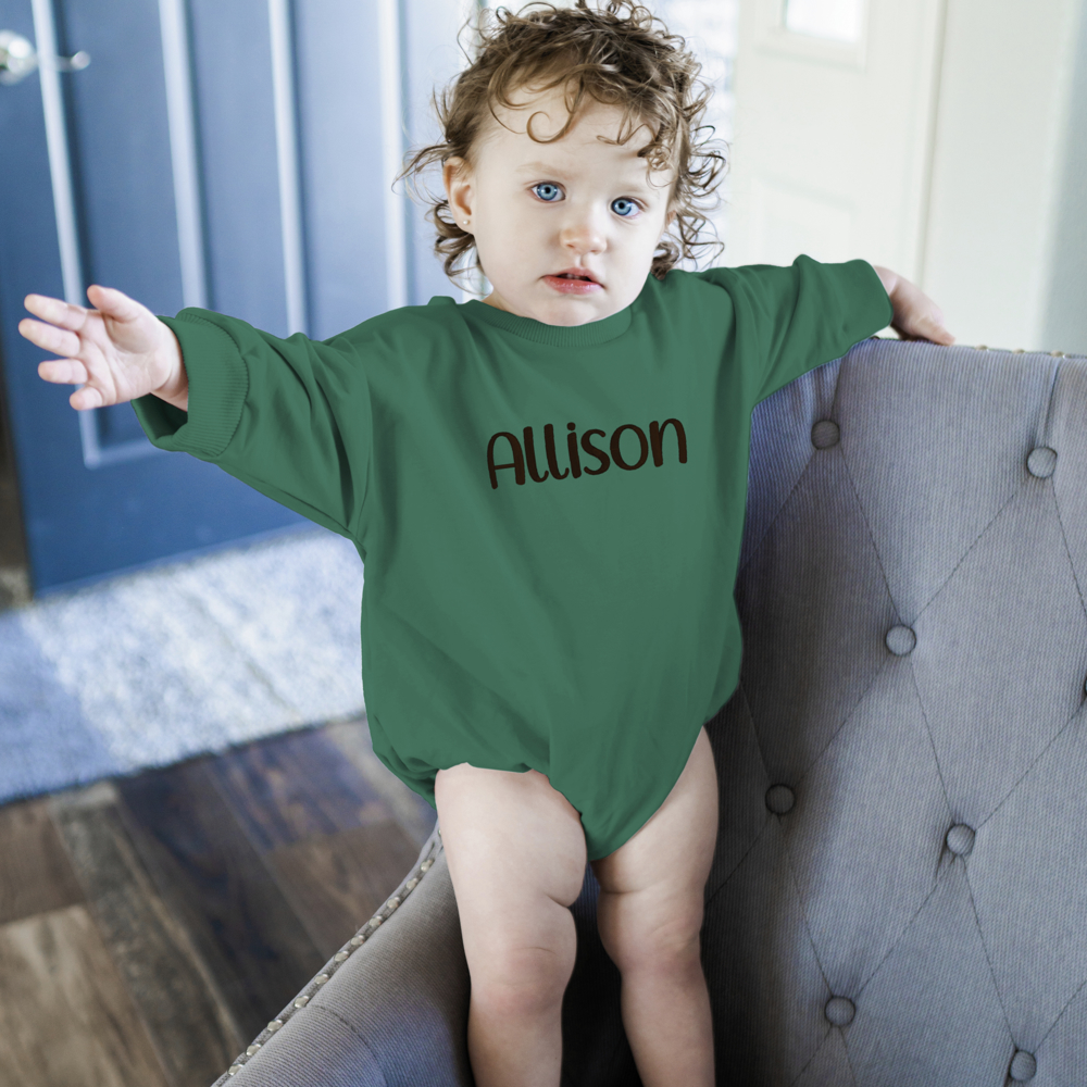 Personalized Romper Bodysuit for Baby Boy Girl - Long Sleeve Crewneck Oversized Baby Sweatshirt with Custom Name