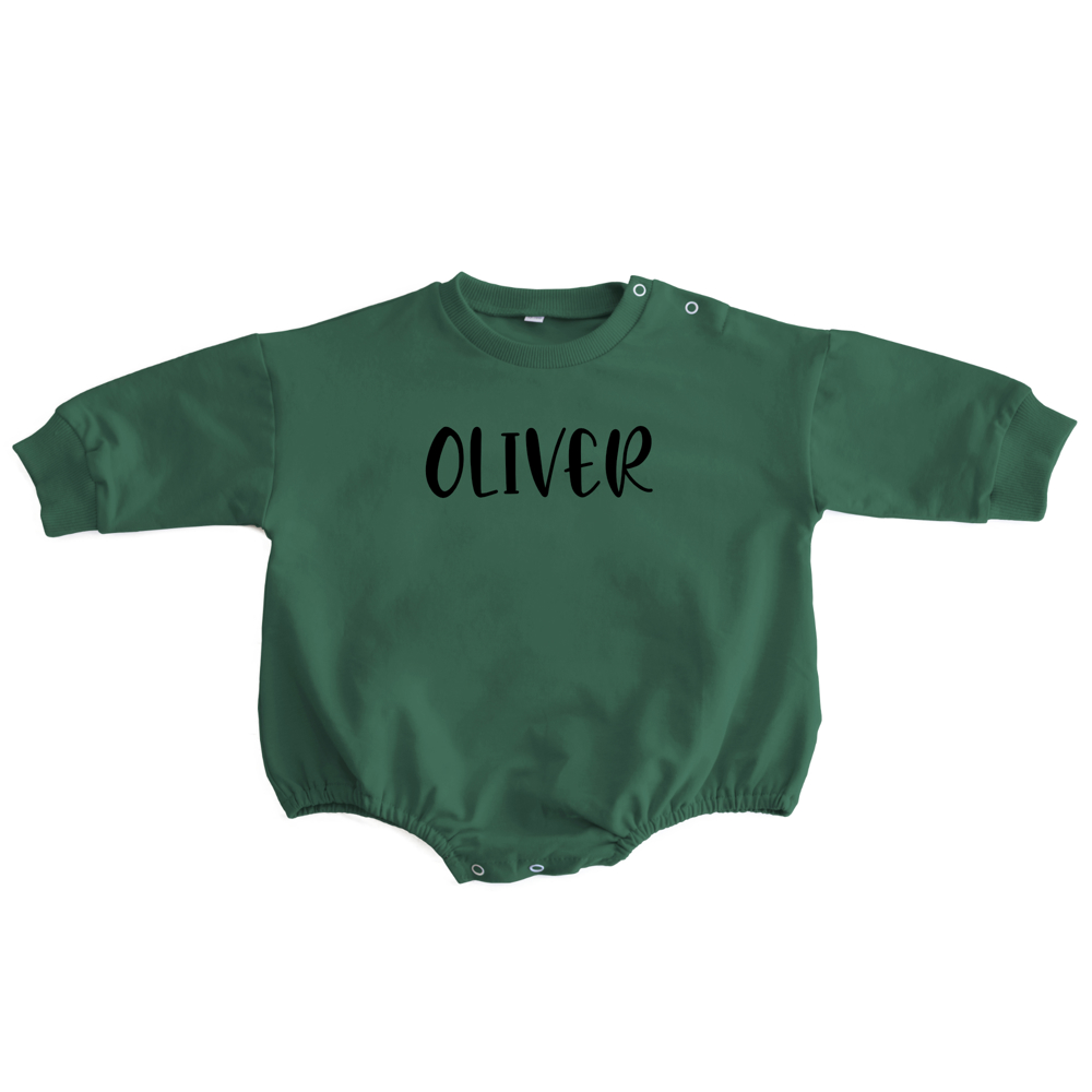 Personalized Romper Bodysuit for Baby Boy Girl - Long Sleeve Crewneck Oversized Baby Sweatshirt with Custom Name