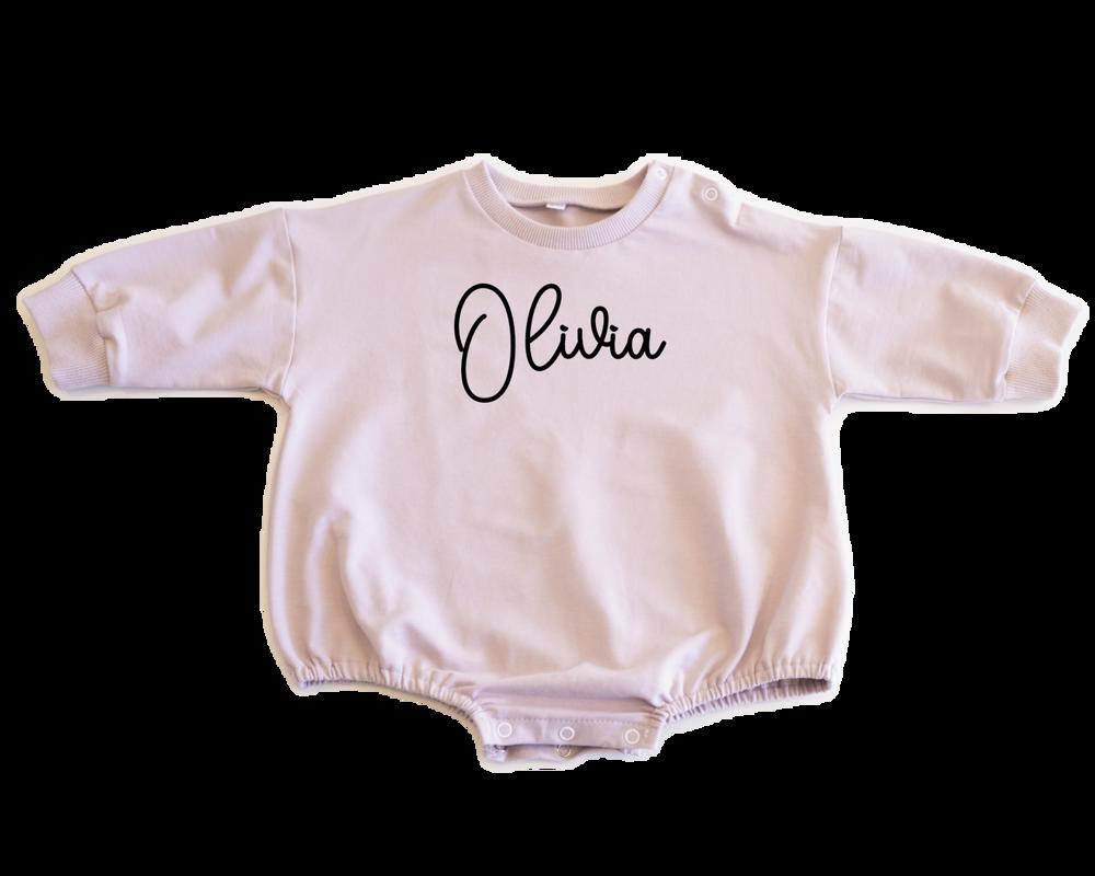 Personalized Romper Bodysuit for Baby Boy Girl - Long Sleeve Crewneck Oversized Baby Sweatshirt with Custom Name