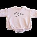 Pink 0-3M Personalized Romper Bodysuit for Baby Boy Girl - Long Sleeve Crewneck Oversized Baby Sweatshirt with Custom Name