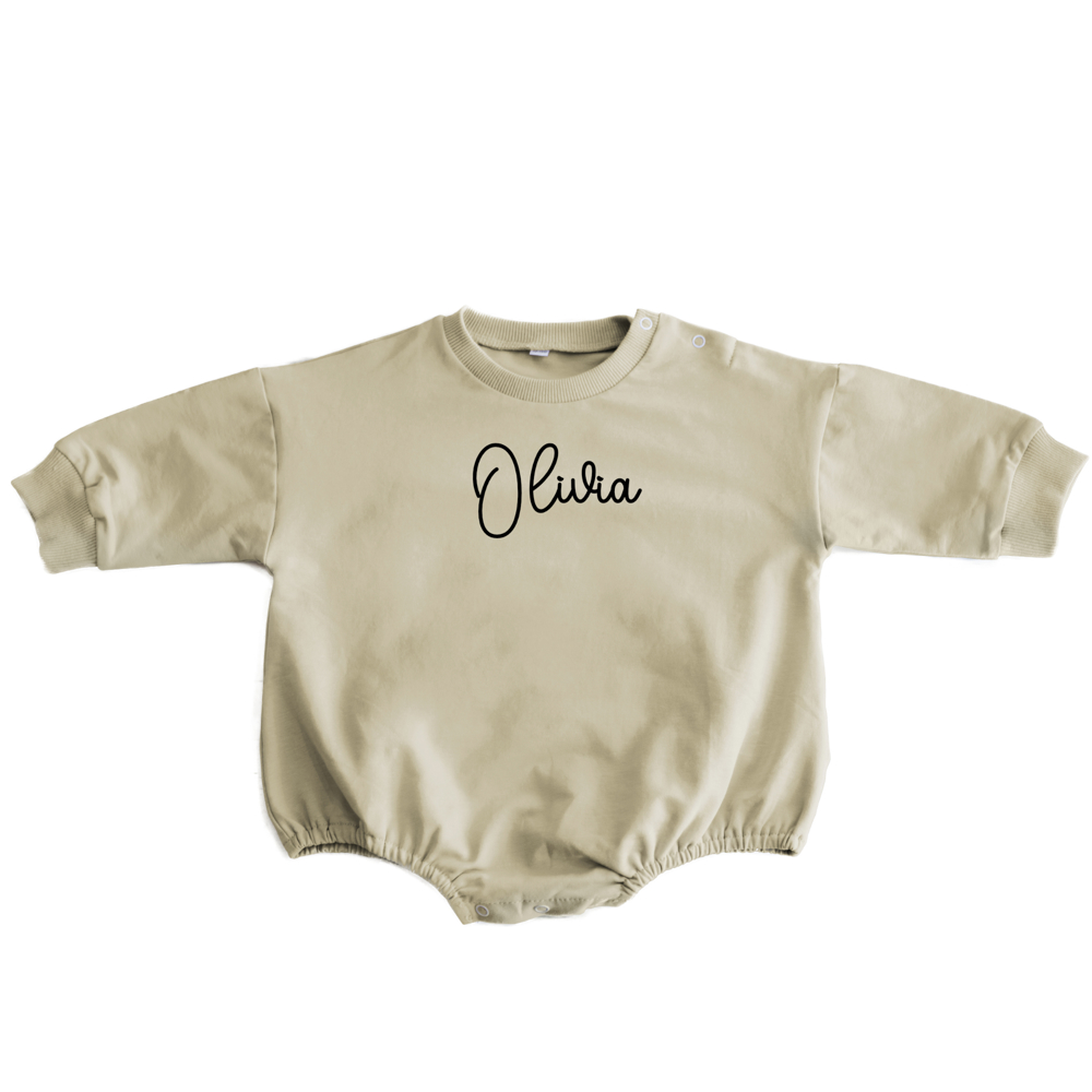 Personalized Romper Bodysuit for Baby Boy Girl - Long Sleeve Crewneck Oversized Baby Sweatshirt with Custom Name