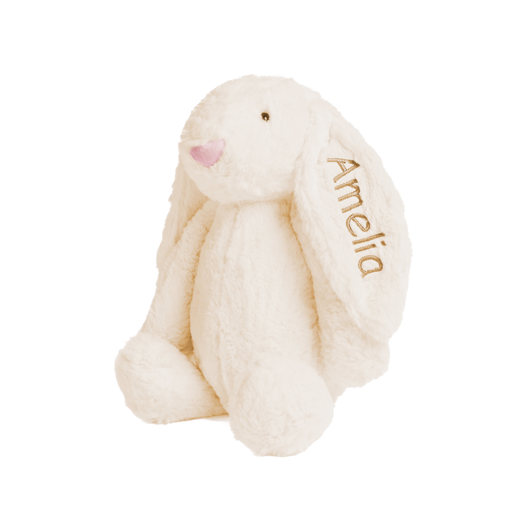 Personalized Super Soft Plush Bunny - 16 Inches Stuffed Animal Toy for Kids - Custom Gift with Embroidered Name on Ear for Easter