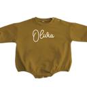 Brown 6-9M Personalized Romper Bodysuit for Baby Boy Girl - Long Sleeve Crewneck Oversized Baby Sweatshirt with Custom Name