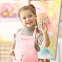Pink Personalized Kids Apron with Embroidered Name - Cute Chef Costume for Kids- Kids Aprons for Art Painting Cooking Birthday Party 7-12 years 