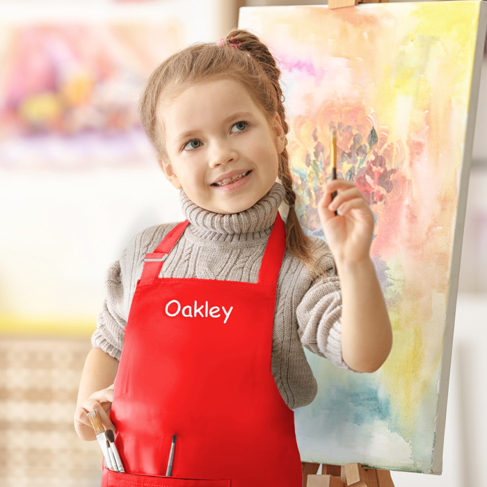 Personalized Kids Apron with Embroidered Name - Cute Chef Costume for Kids- Kids Aprons for Art Painting Cooking Birthday Party 7-12 years 