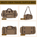 Brown Personalized Duffle Bags for Men - Expandable Canvas Duffle Bag for Travel - Mens Overnight Bag or Weekender Bag with Shoe Compartment - Carry-On Duffel Bag for Short Trip, Gym & Camping