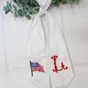 White Personalized 4th of July Monogram Wreath Sash - Patriotic Door Decor- Personalized Monogram Wreath Sash- Front Door Decor- Custom Monogrammed Holiday Decor