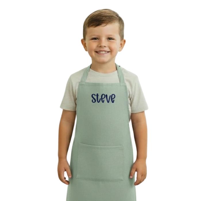 Personalized Kids Apron with Embroidered Name- Chef Costume for Kids- 100%  Linen Kids Aprons Art Painting  Cooking Birthday Party