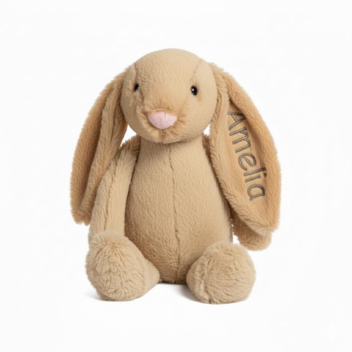 Personalized Super Soft Plush Bunny - 16 Inches Stuffed Animal Toy for Kids - Custom Gift with Embroidered Name on Ear for Easter