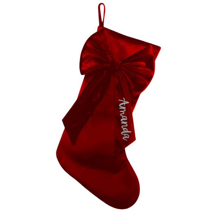 Personalized Velvet Christmas Stocking with Embroidered Name- Custom Family Couples Monogram Holiday Decor 15 inches