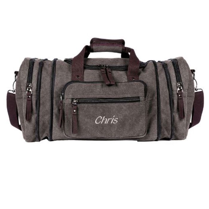 Personalized Duffle Bags for Men - Expandable Canvas Duffle Bag for Travel - Mens Overnight Bag or Weekender Bag with Shoe Compartment - Carry-On Duffel Bag for Short Trip, Gym & Camping