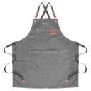 Gray Personalized Canvas Apron, Custom Gift for Men, Dad, Father's Day- Bartender's Apron, Personalized Embroidered Apron For Him- Barbeque Apron