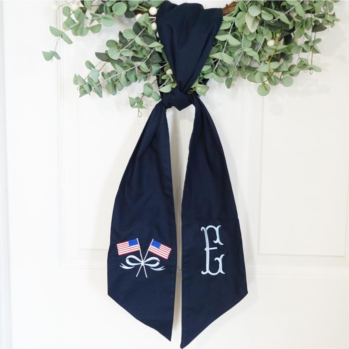 Personalized 4th of July Monogram Wreath Sash - Patriotic Door Decor- Personalized Monogram Wreath Sash- Front Door Decor- Custom Monogrammed Holiday Decor