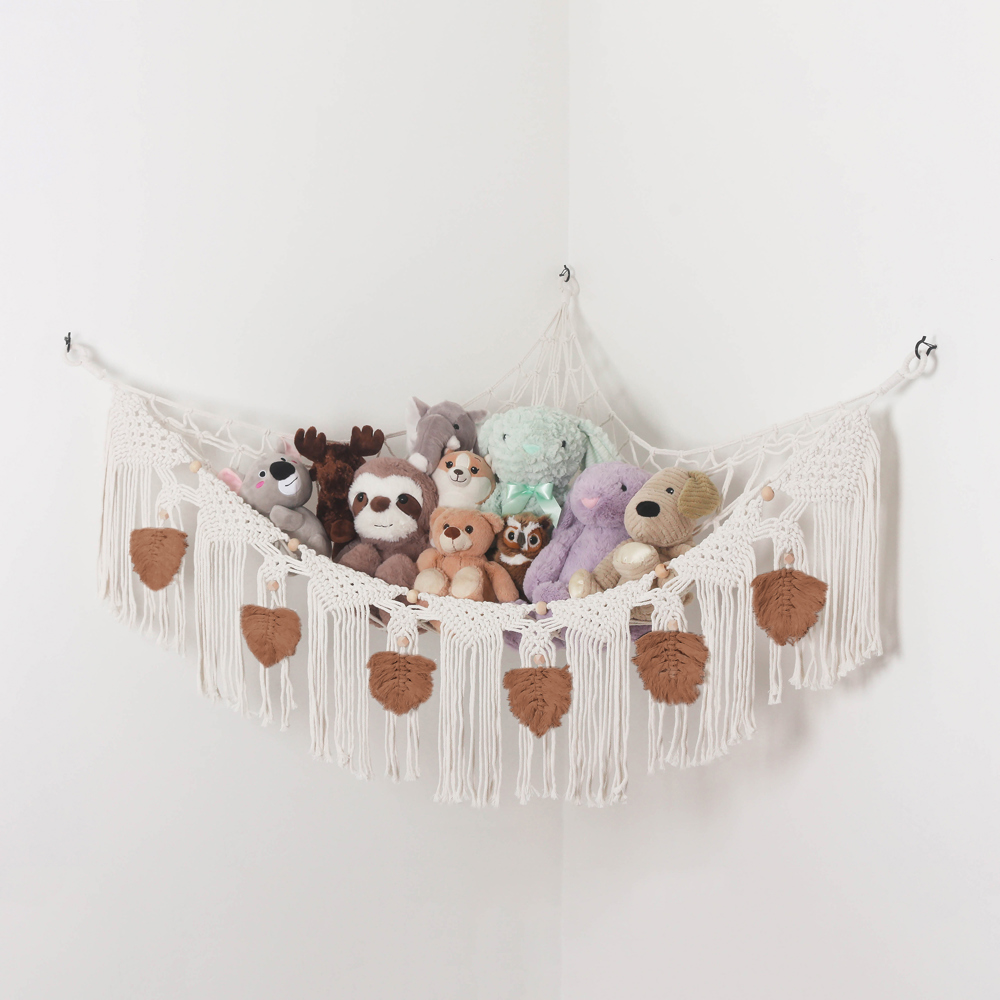 Stuffed Animal Hammock Storage-  Macrame Plush Net- Kids Room Storage- Boho Nursery Decor- Playroom Wall Hanging Hammock