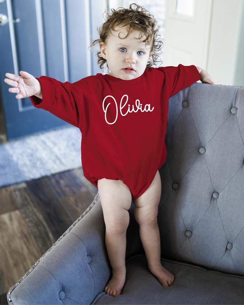 Personalized Romper Bodysuit for Baby Boy Girl - Long Sleeve Crewneck Oversized Baby Sweatshirt with Custom Name