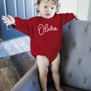  Personalized Romper Bodysuit for Baby Boy Girl - Long Sleeve Crewneck Oversized Baby Sweatshirt with Custom Name