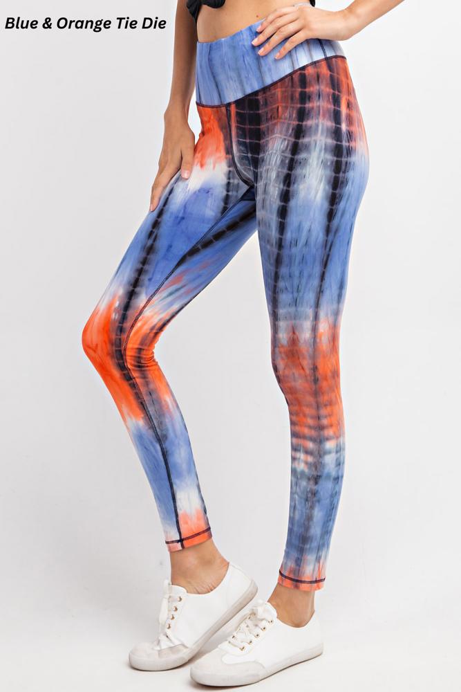 Blue & Orange Tie Dye Leggings