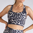  Gray Leopard Criss Cross Sports Bra