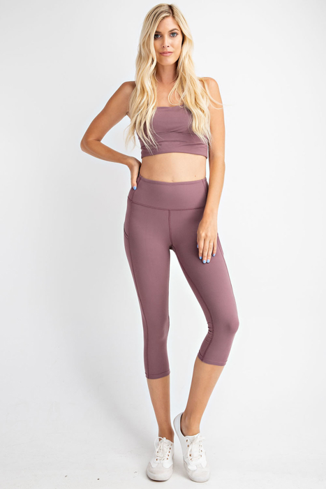 Mauve Pocket Capri Leggings