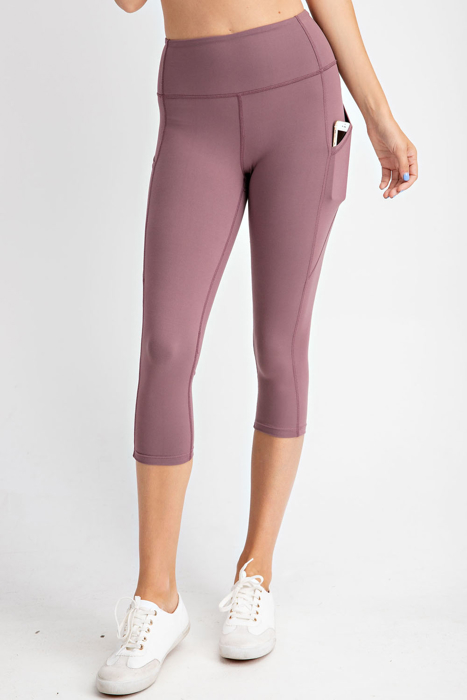 Mauve Pocket Capri Leggings