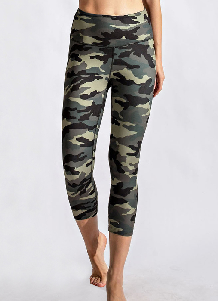 Olive Camoflauge Capri Leggings