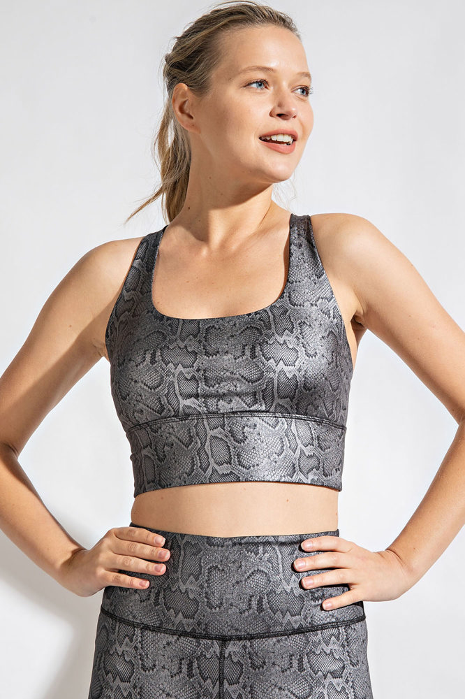 Gray Snake Foil Sports Bra