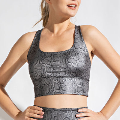 Gray Snake Foil Sports Bra