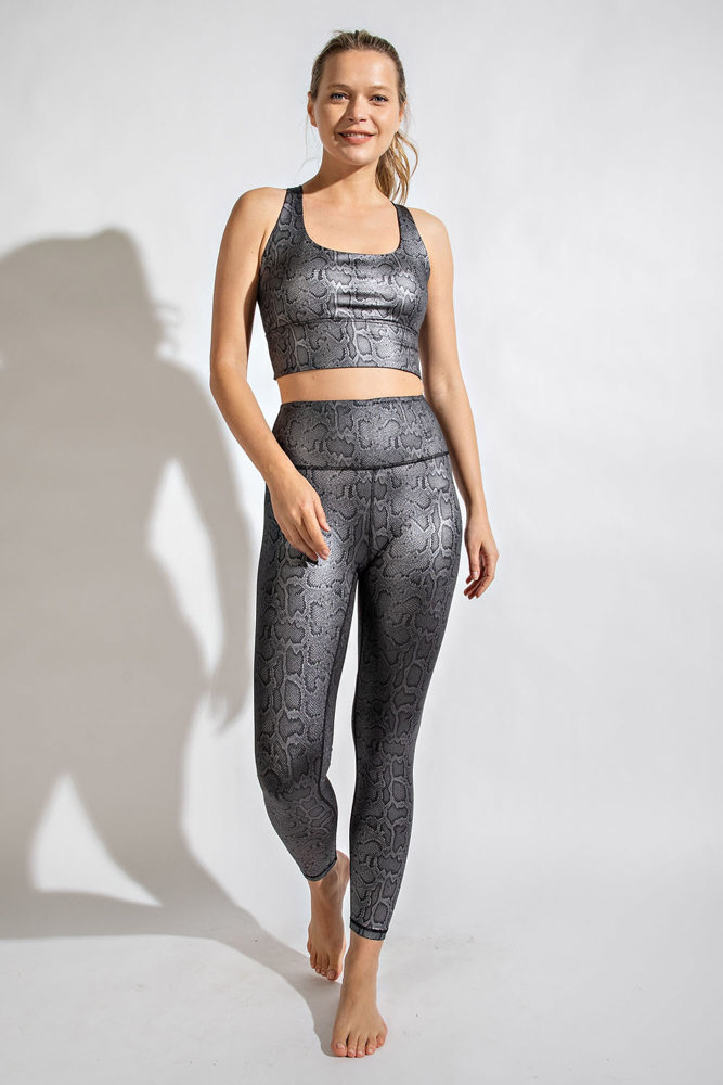 Gray Snake Foil Sports Bra