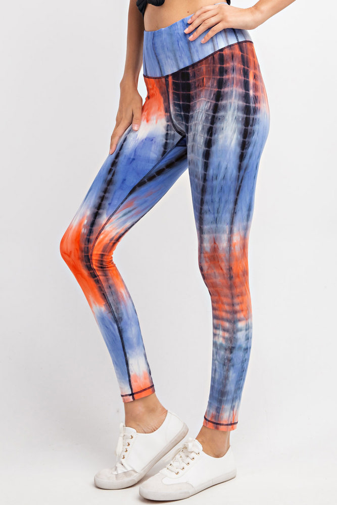 Blue & Orange Tie Dye Leggings